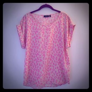 Tan and Pink Leopard Blouse